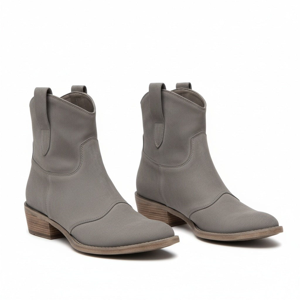 Retro Western Low Ankle Boots