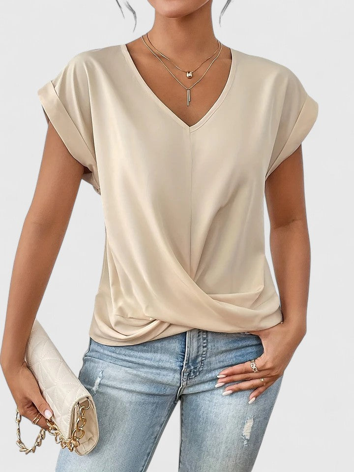 Relaxed Fit V-Neck Women's Top - Olytrend