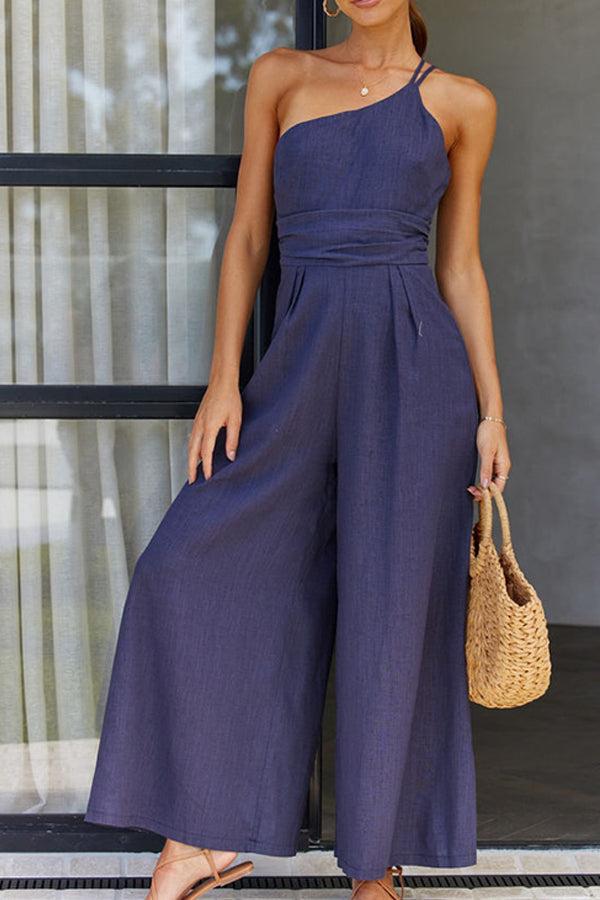 Women's Tailored Fit Wide Leg Asymmetric Neck Dress