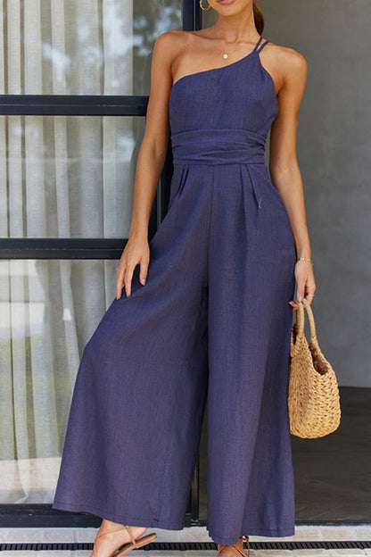 Women's Tailored Fit Wide Leg Asymmetric Neck Dress