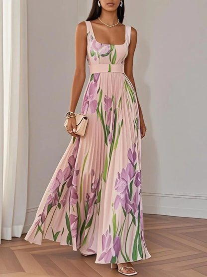 Elegant Floral Floor Length White Dress