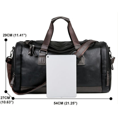 Classic Black Leather Duffle Bag
