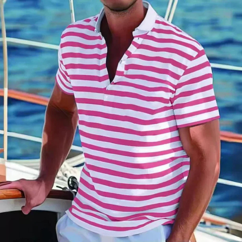 Classic Casual Striped Polo Shirt for Men