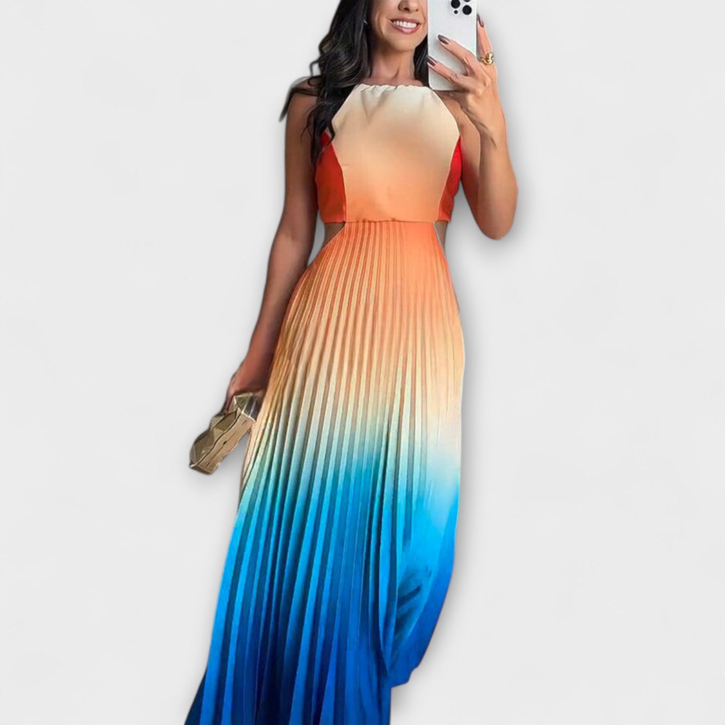 Trendy Open Back Dyed Formal Gown