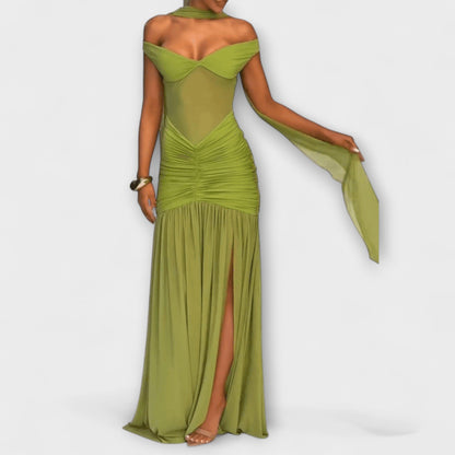 Elegant Green Halter Maxi Dress for Women - Nocini