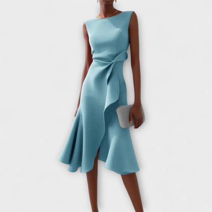 Casual Cap Sleeveless Midi Dress with Flowy Waist Detail