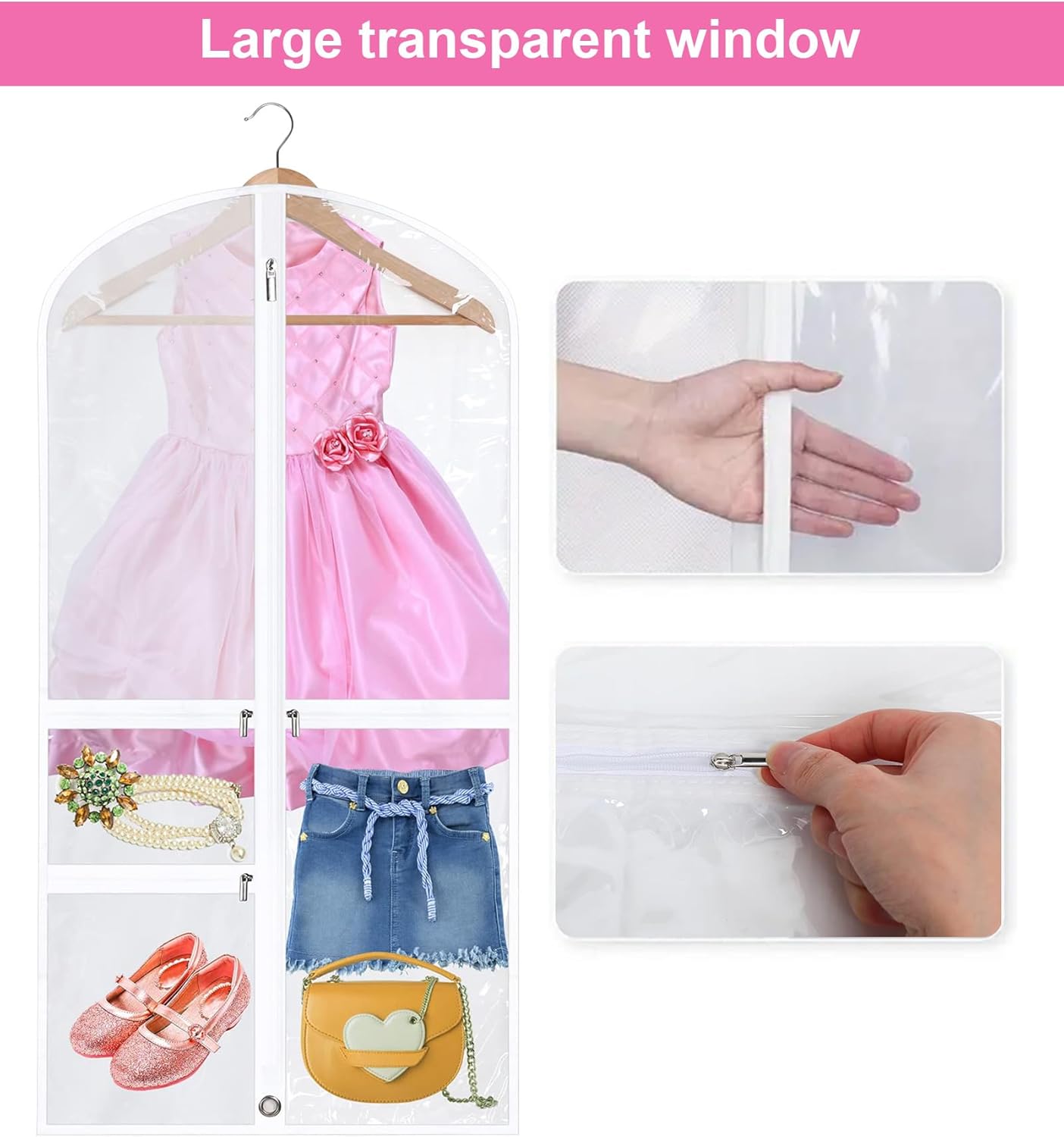 Collapsible Dance Dress Bags with Zipper Pockets - 5 Pack