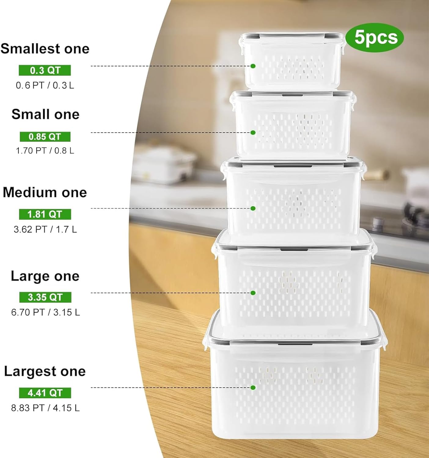 5-piece Large Food Storage Set - FreshKeeper-Nora Luxe