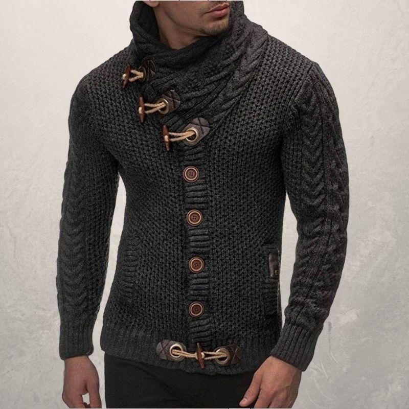 Men's Cable Knit Crew Neck Sweater with Pockets