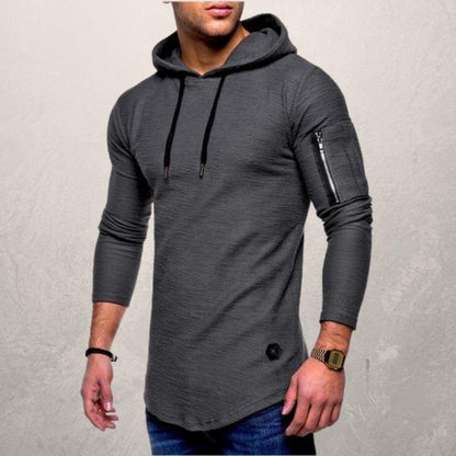 Men's Fleece Hoodie with Zip Pocket and Adjustable Fit