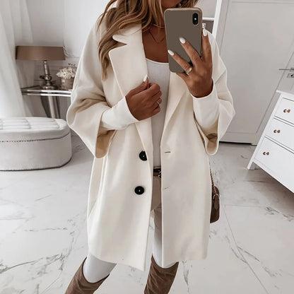 Classic Fit Women's Long Wool Coat - Nocini