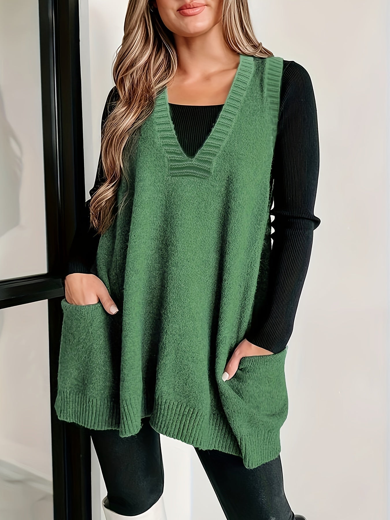 Relaxed Fit Open Front Vest - Olytrend