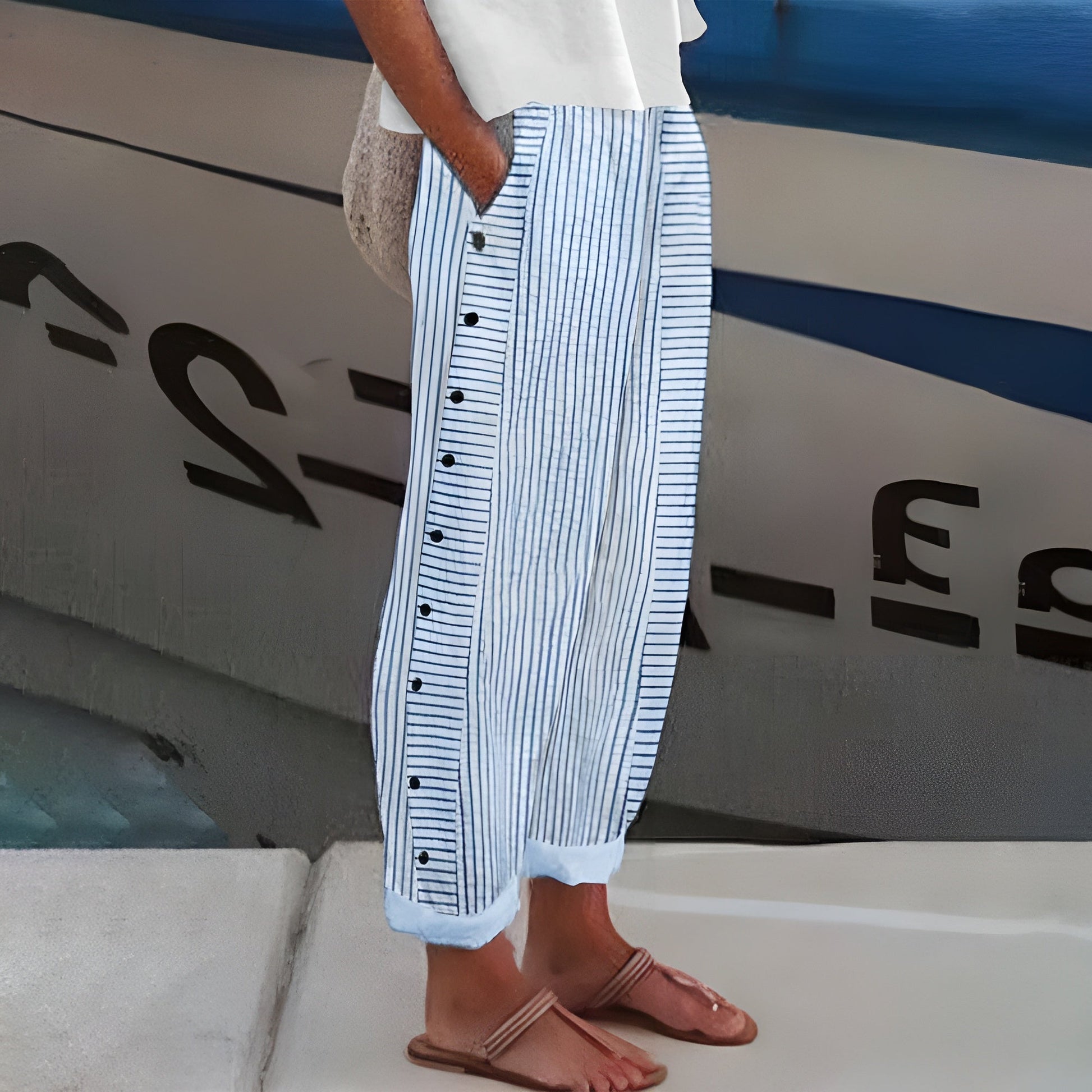 Lightweight Beige Cotton Pants - Nocini