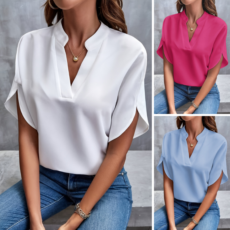 Women's Chic V-Neck Split Sleeve Casual Blouse