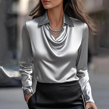 Stylish Women's V-Neck Silk Blouse