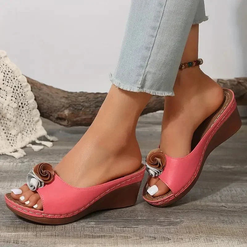 Comfortable Women's High Heel Sandals with Floral Accents
