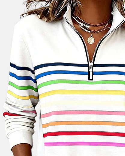 Colorful Striped Zip Up Hoodie