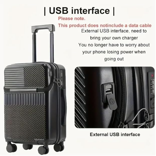 Durable Travel Carry-On with USB Charger & Lock