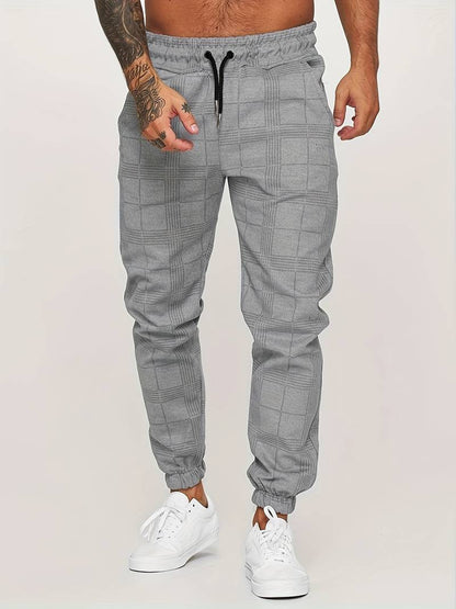 Street Style Checked Slim Fit Pants for Men