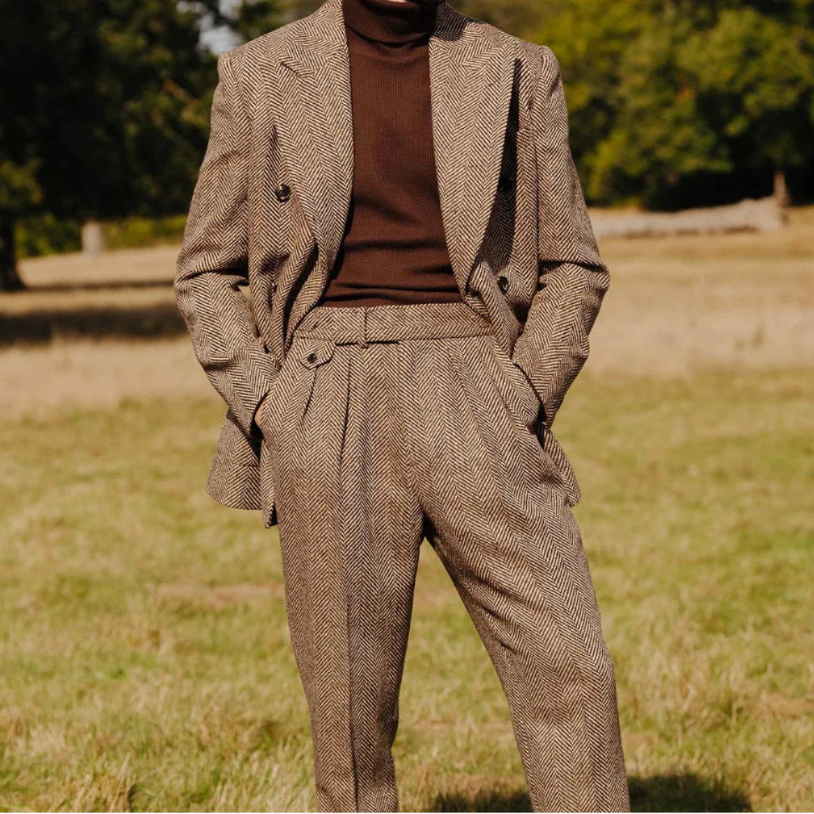 Classic Men's Tweed Blazer and Trousers Set