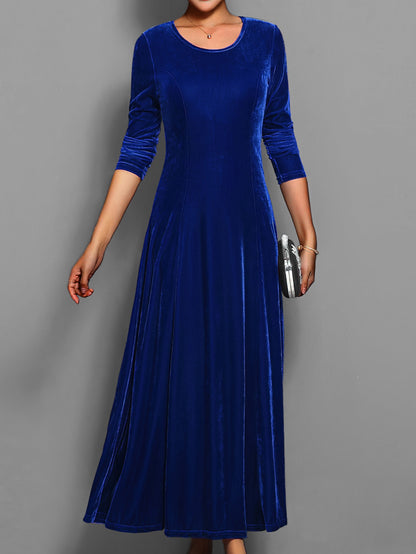 Luxurious Women's Velvet Maxi Dress with Long Sleeves