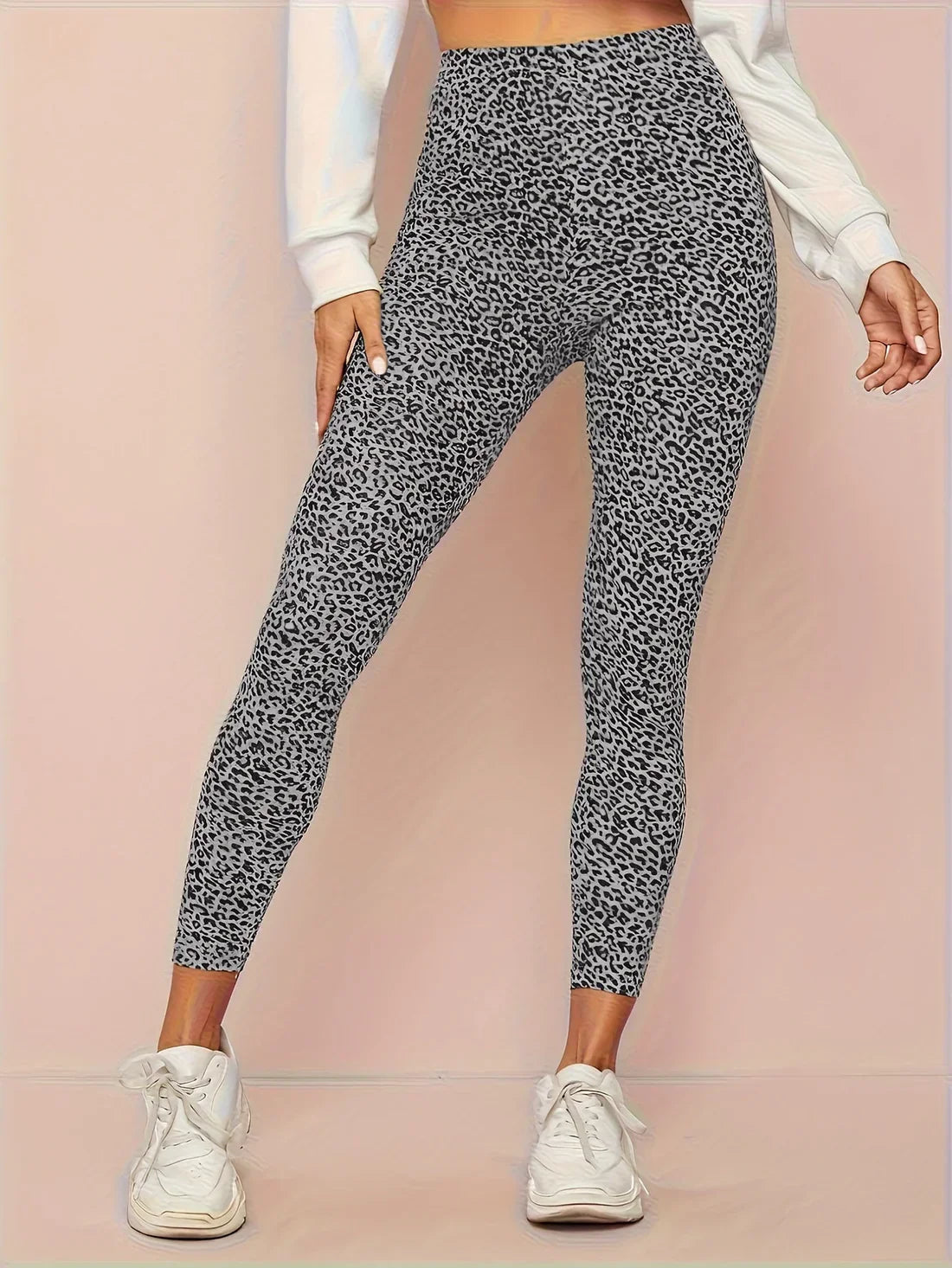 Fashionable Animal Print High Waist Leggings - Olytrend