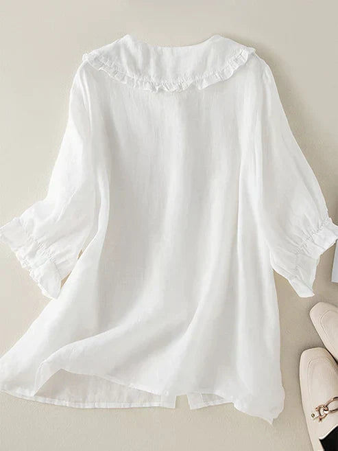 Relaxed Fit Women's Casual Ruffle Collar Blouse
