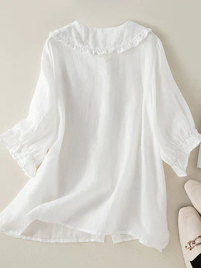 Relaxed Fit Women's Casual Ruffle Collar Blouse