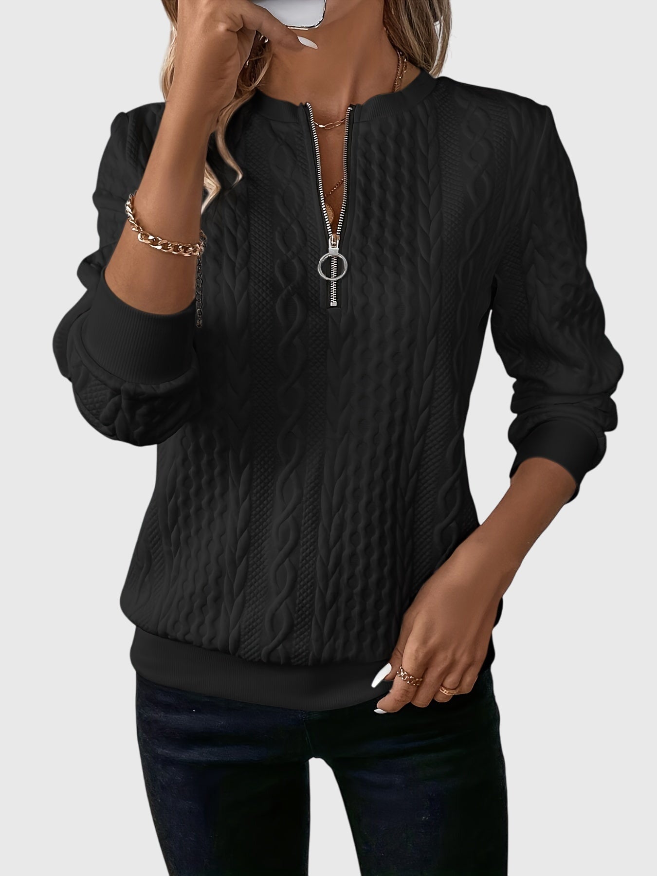 Warm Zip Up Knitted Sweater
