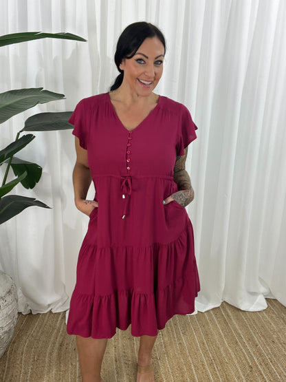 Casual V-Neck Short Sleeve A-Line Dress