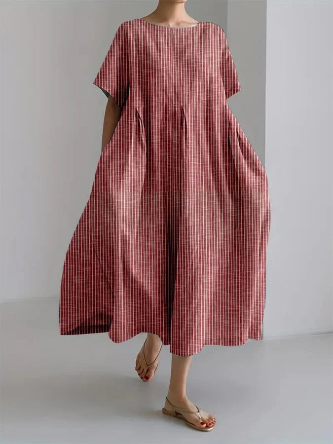Relaxed Fit Everyday Maxi Dress with Vintage Look - Olytrend