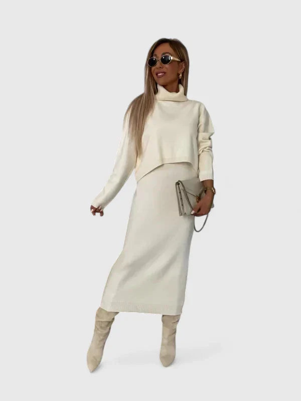 Stylish Dress and Crew Neck Jumper Set