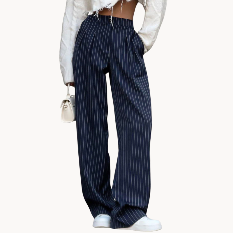 Women's High Waist Wide Leg Striped Pants - Nocini