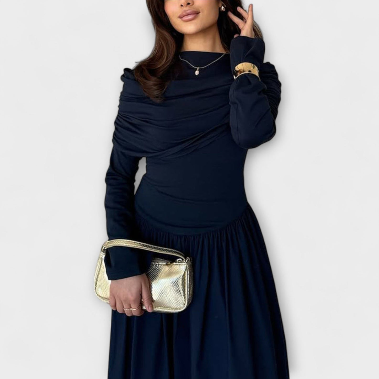 Elegant Casual Folded Dress for Women