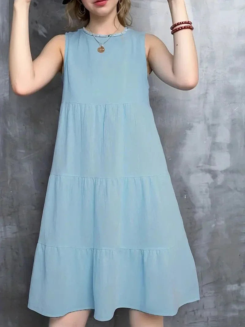 Summer Sleeveless Round Neck Dress - Nocini