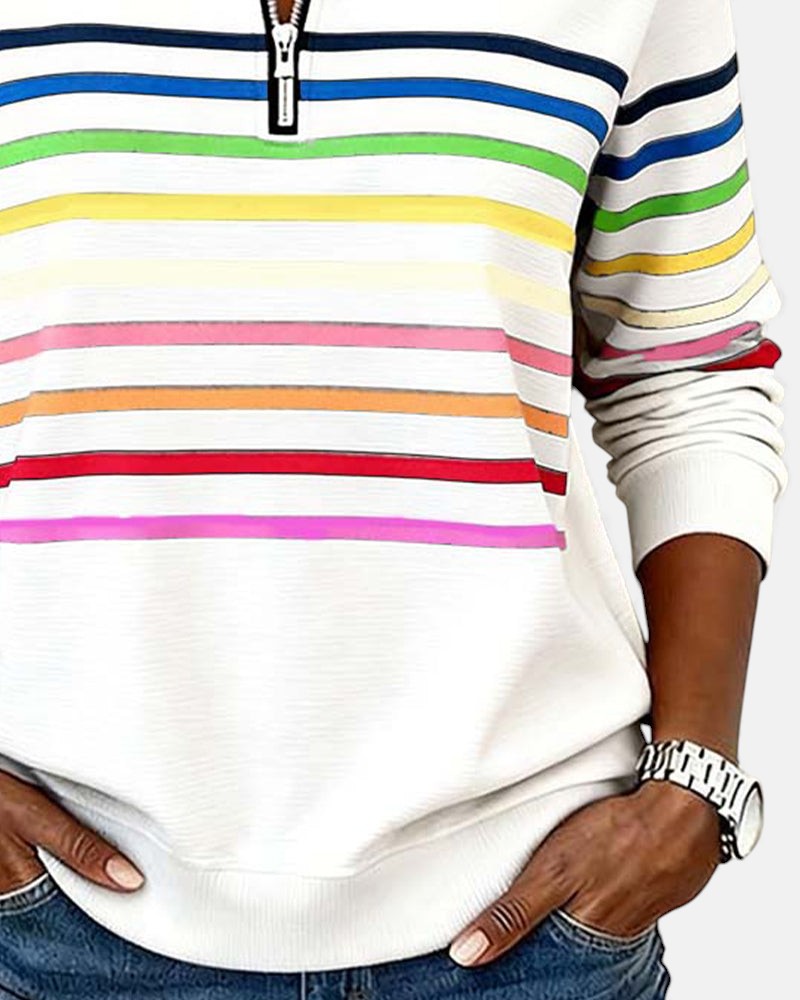 Colorful Striped Zip Up Hoodie