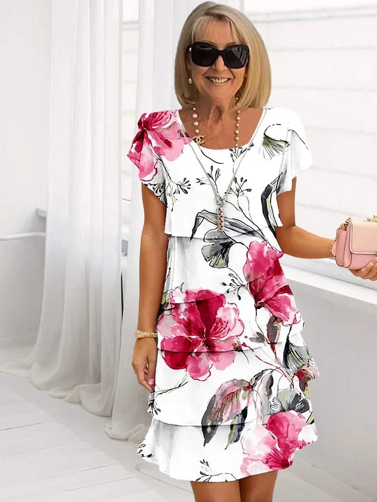 Girly Floral Ruffle Party Dress - Olytrend