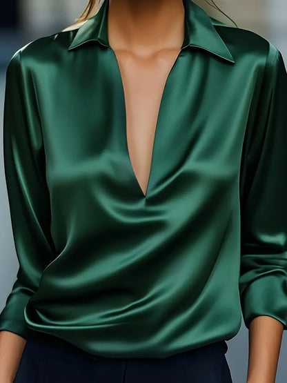 Luxury Deep V Neck Women's Blouse