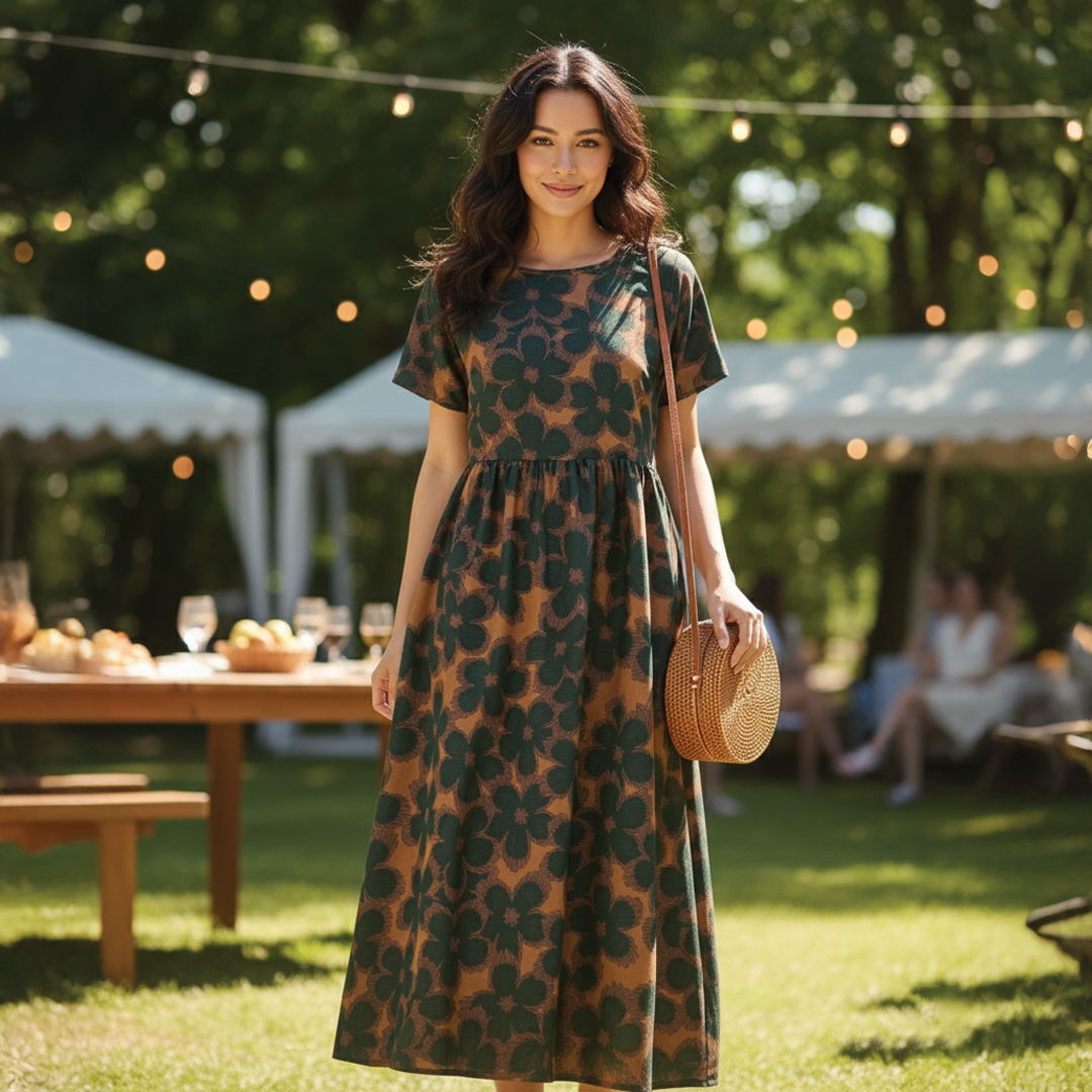 Trendy Floral Knee Length Dress