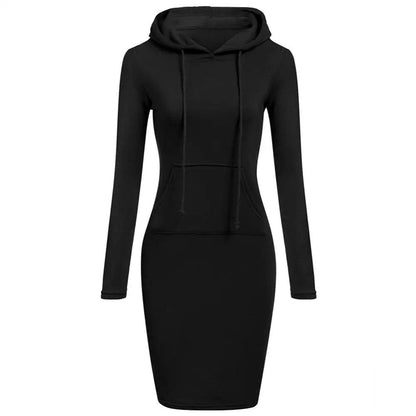 Fitted Women's Long Sleeve Hoodie Dress - Nocini