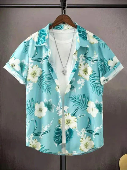 Colorful Floral Hawaiian Shirt Relaxed Fit Summer Wear