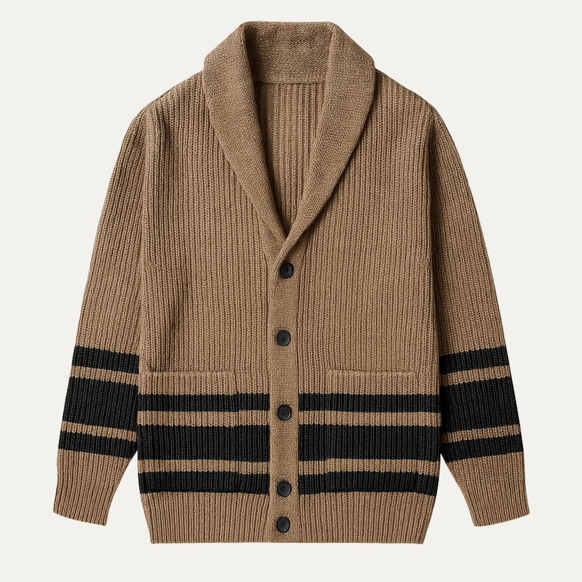 Cozy Men's Cable Knit Crew Neck Cardigan Sweater - Nocini