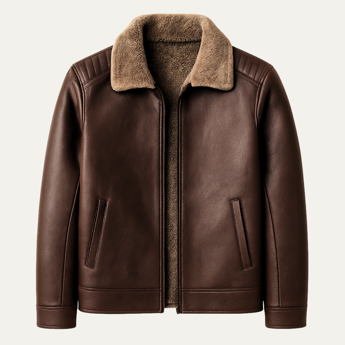 Warm Fleece Lined Men's Leather Coat