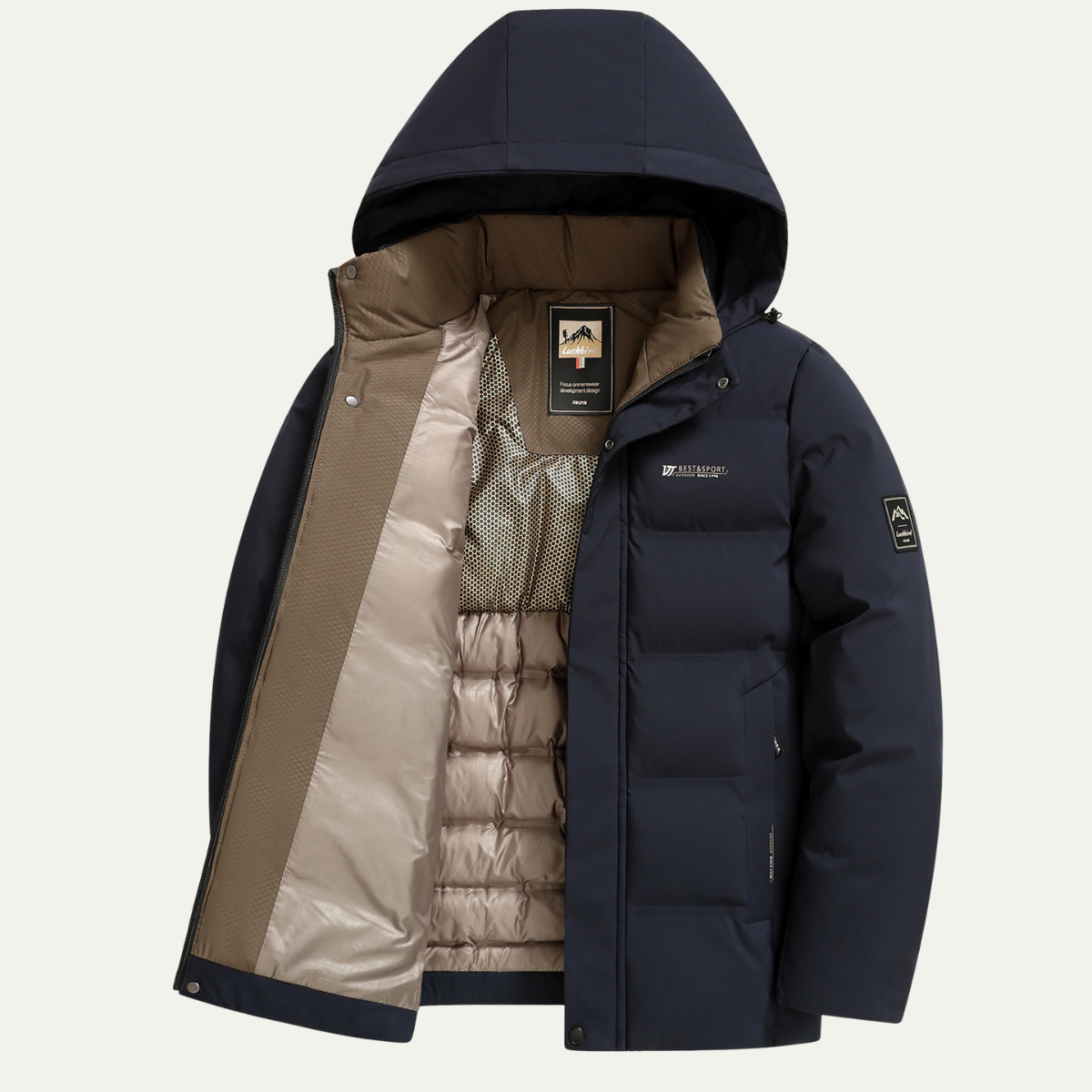 Warm Men's Padded Cotton Parka Jacket with Hood - Nocini