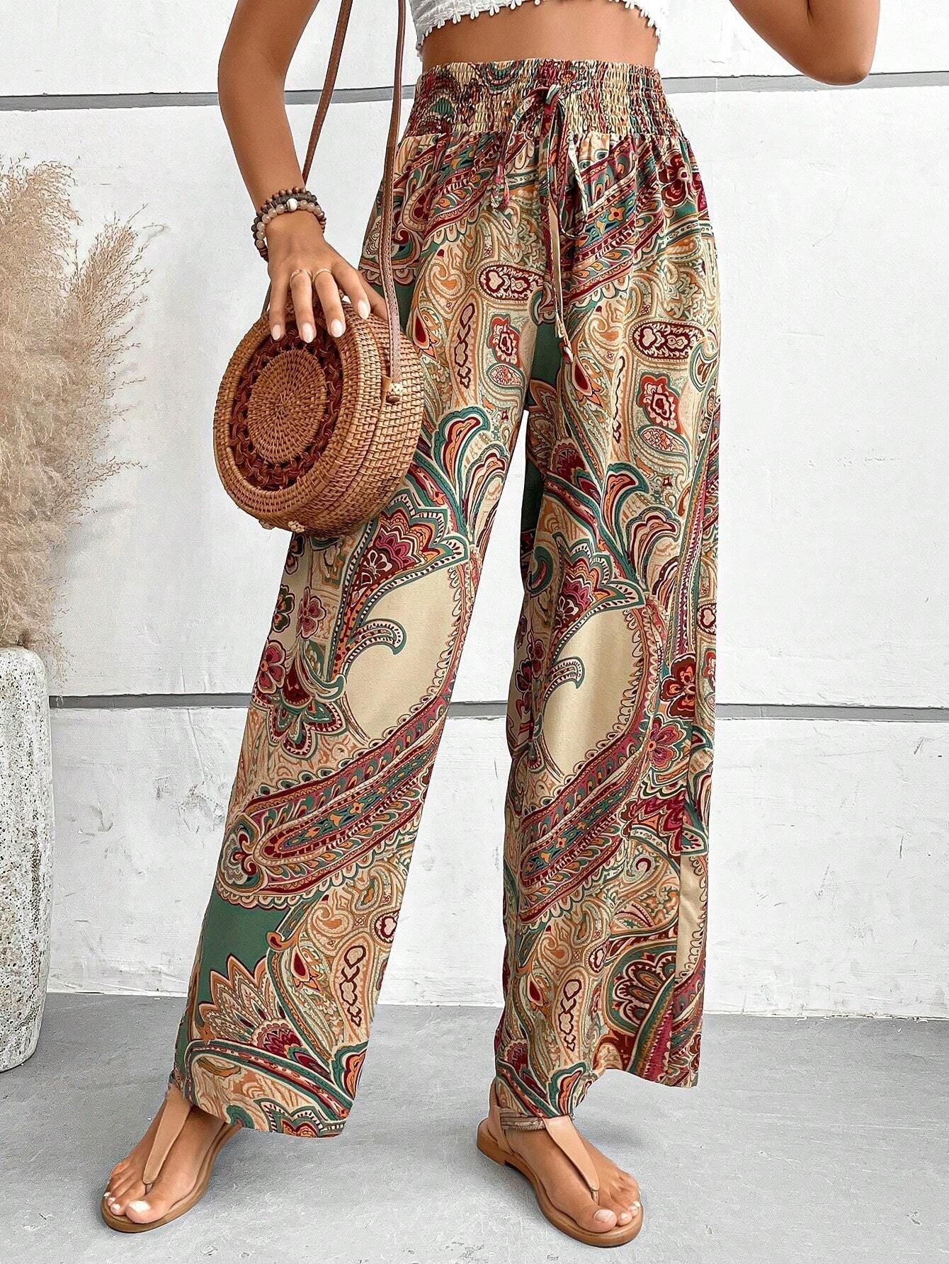 Relaxed Fit Womens Wide Leg Pants with Side Pockets - Olytrend