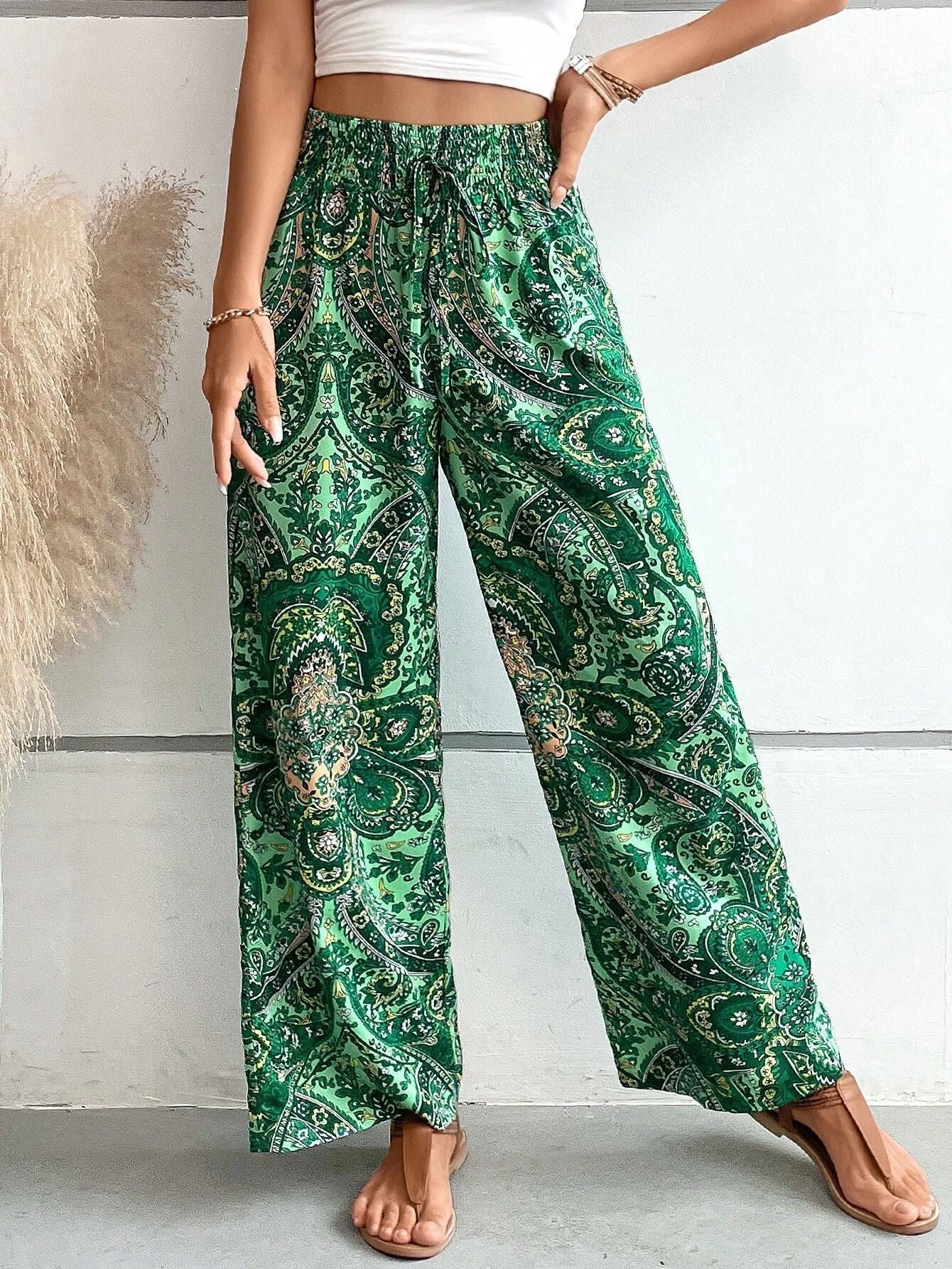 Relaxed Fit Womens Wide Leg Pants with Side Pockets