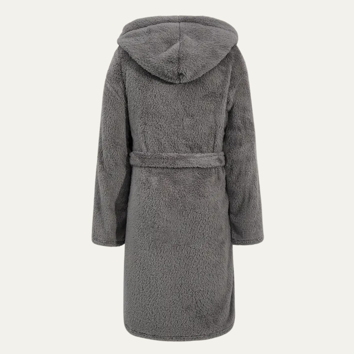 Soft Gray Men's Hooded Fleece Bathrobe with Pockets