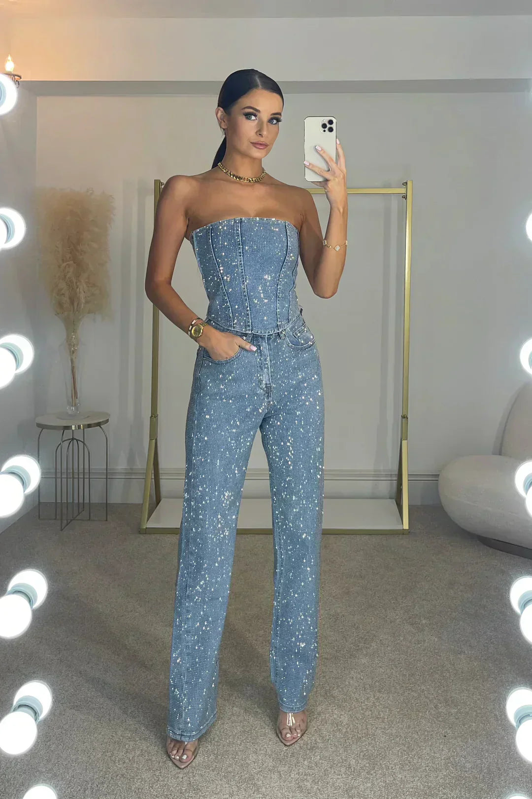 Women's Fashionable Strapless Jumpsuit