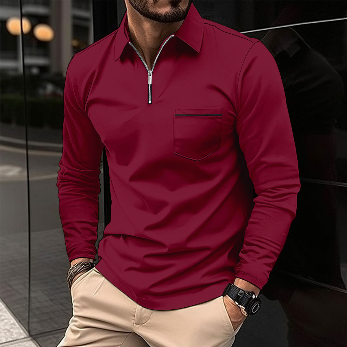 Men's Classic Quarter-Zip Golf Polo Shirt