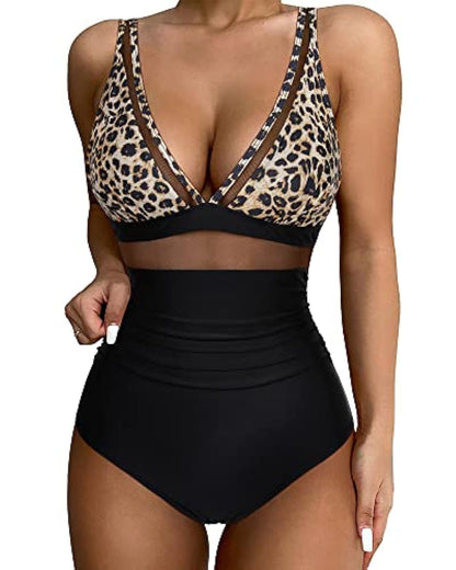 Women's Slim Fit Deep V Swimsuit with High Legs
